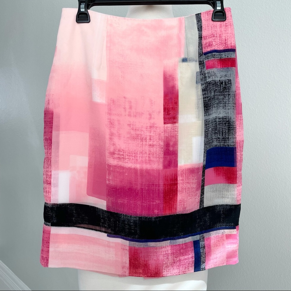 WHBM Pink Color-block Pencil Skirt